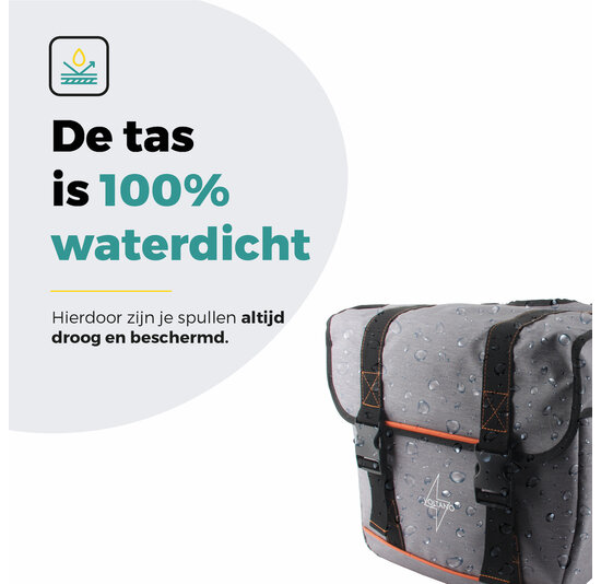 Voltano Dubbele Fietstas Premium Afgeschuind - Grijs - 44 Liter