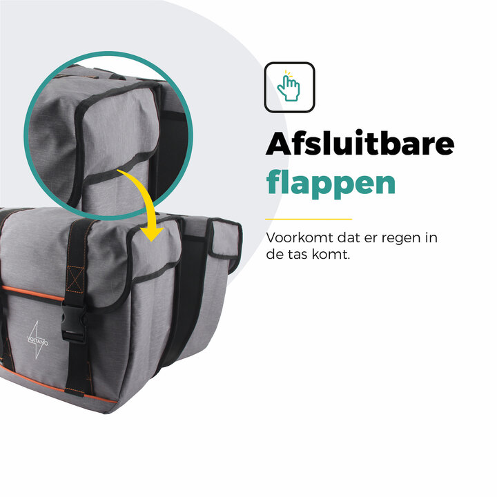 Voltano Dubbele Fietstas Premium Afgeschuind - Grijs - 44 Liter