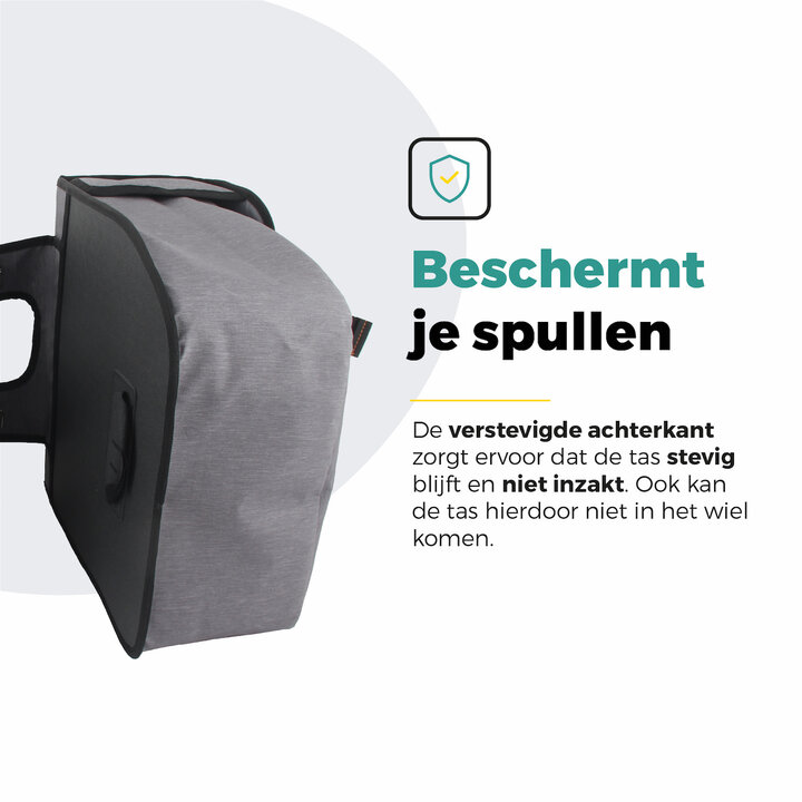 Voltano Dubbele Fietstas Premium Afgeschuind - Grijs - 44 Liter