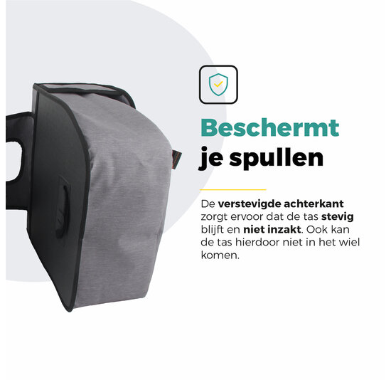 Voltano Dubbele Fietstas Premium Afgeschuind - Grijs - 44 Liter