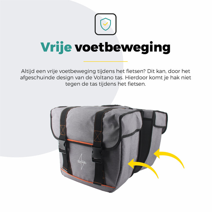 Voltano Dubbele Fietstas Premium Afgeschuind - Grijs - 44 Liter