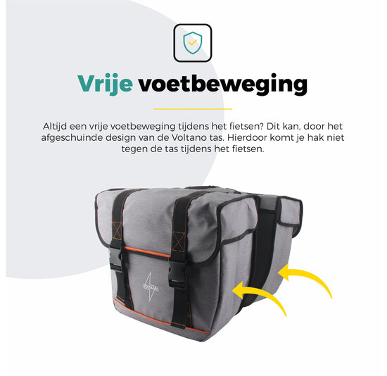 Voltano Dubbele Fietstas Premium Afgeschuind - Grijs - 44 Liter