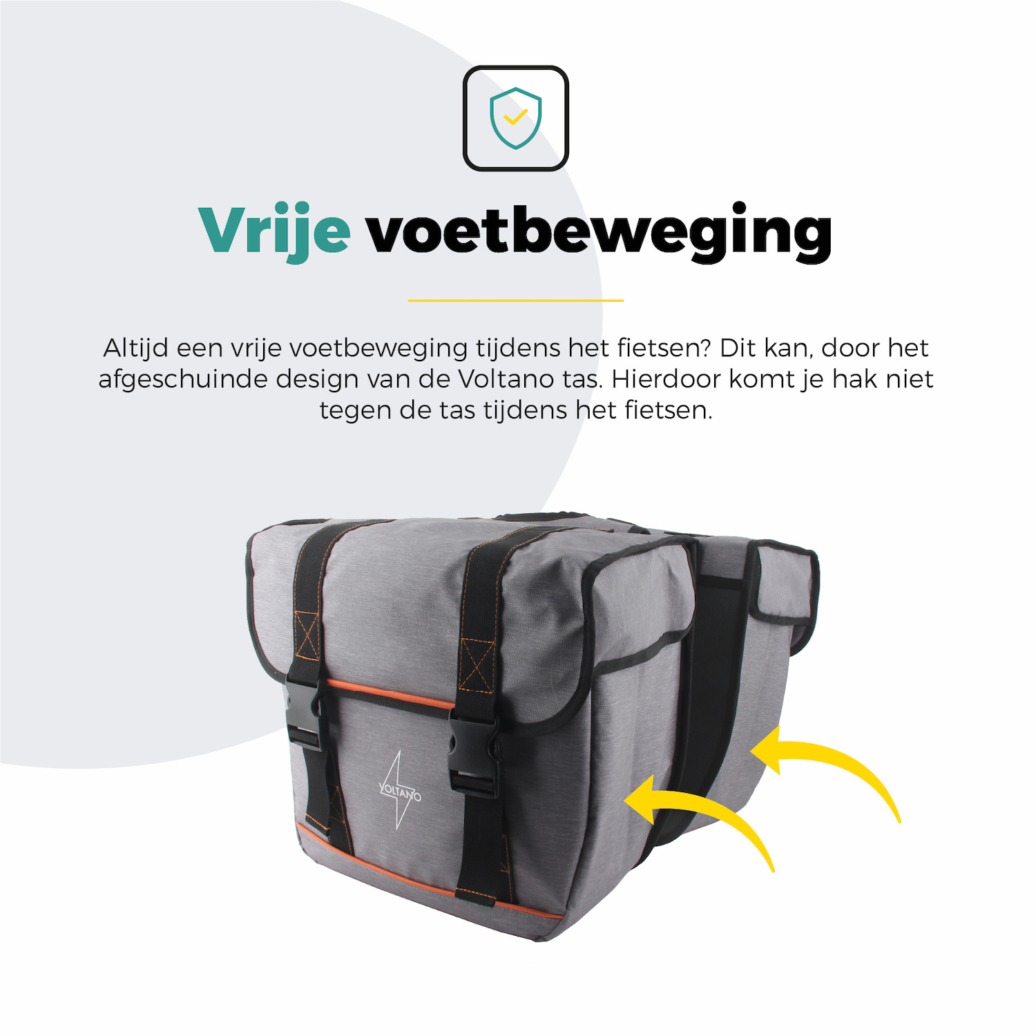 Voltano Dubbele Fietstas Premium Afgeschuind - Grijs - 44 Liter