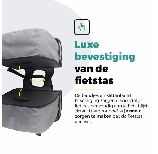 Voltano Dubbele Fietstas Premium Afgeschuind - Grijs - 44 Liter