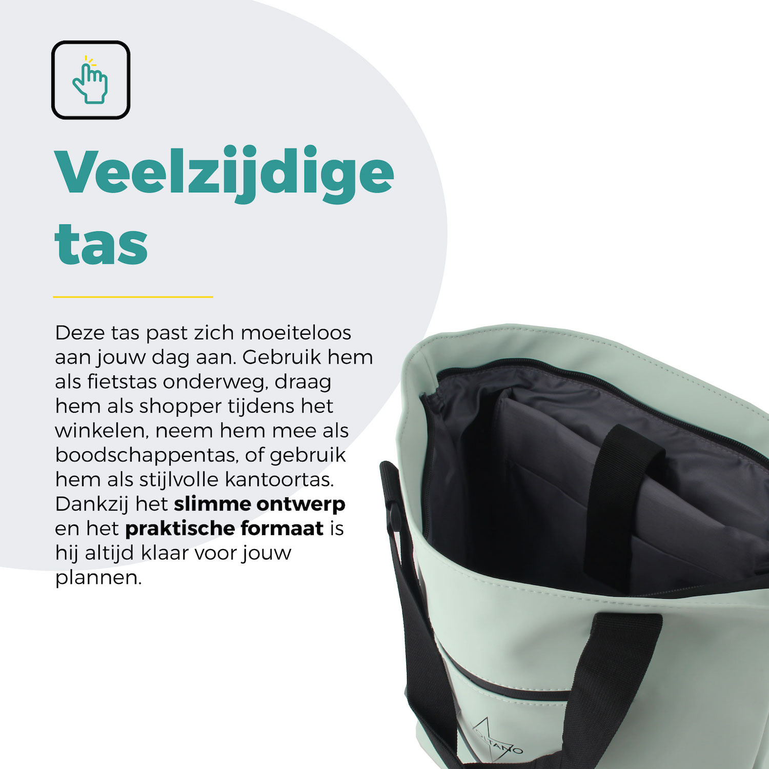 Voltano E-bike City Shopper - Mint Groen - 22 Liter