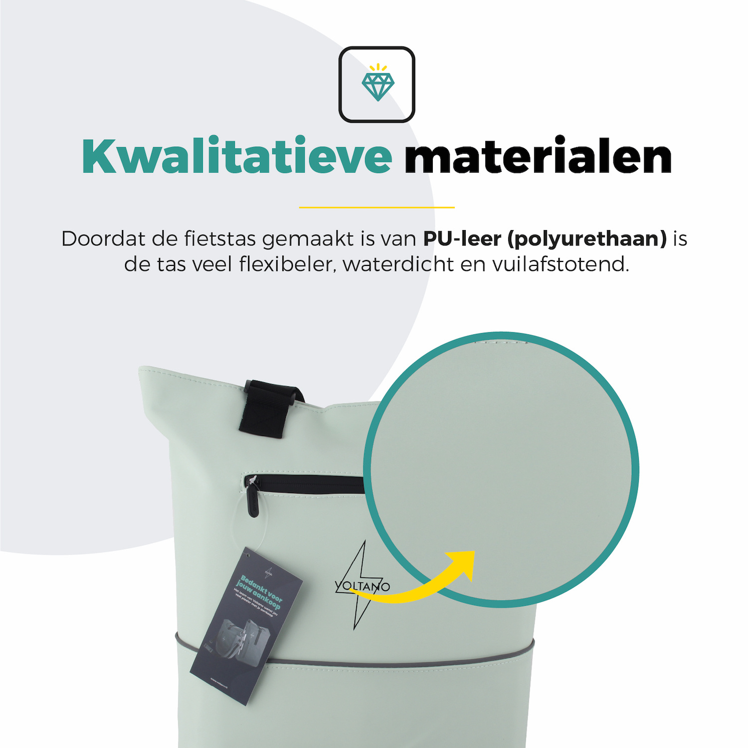 Voltano E-bike City Shopper - Mint Groen - 22 Liter