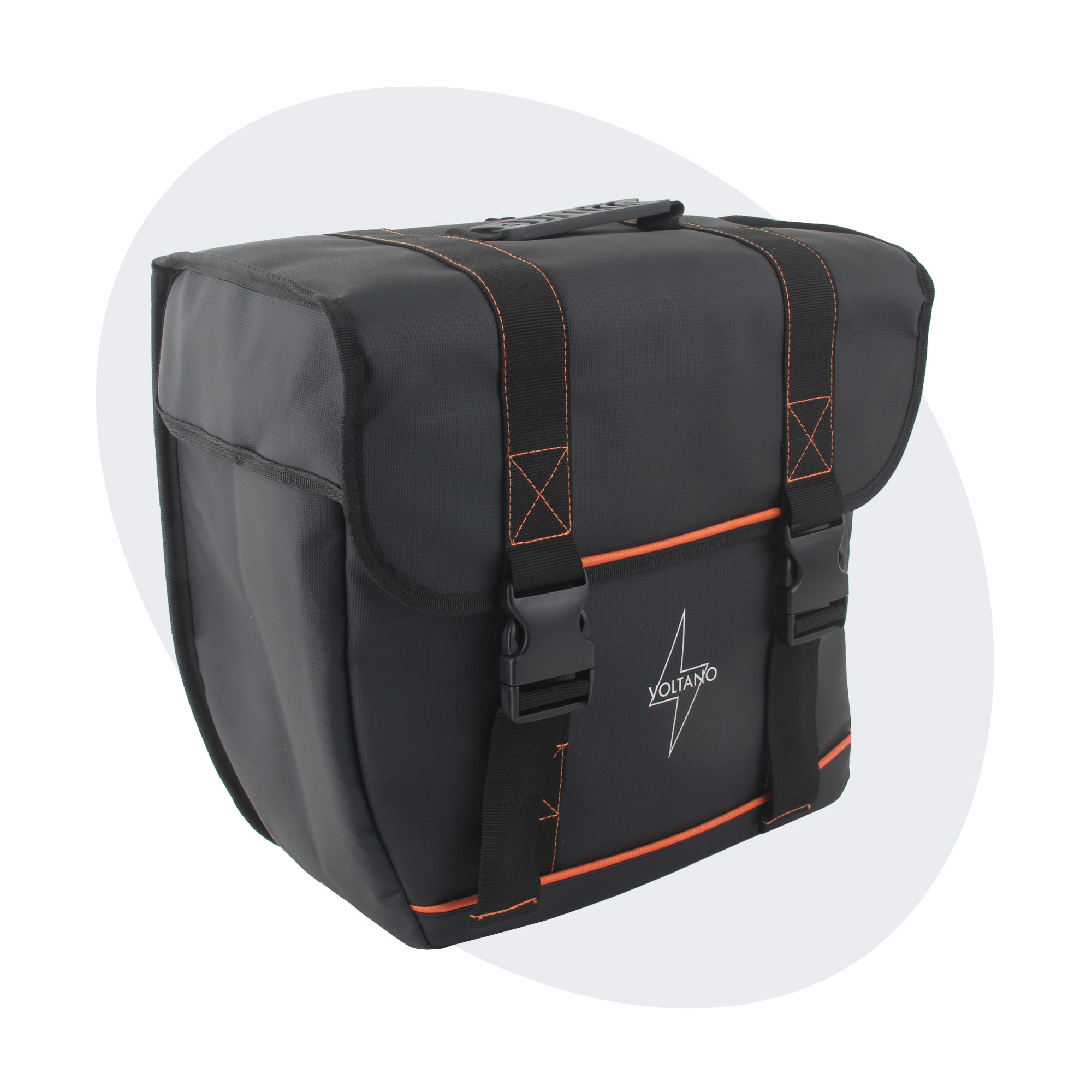 Voltano Enkele Fietstas Afgeschuind Links - Zwart - 22 Liter