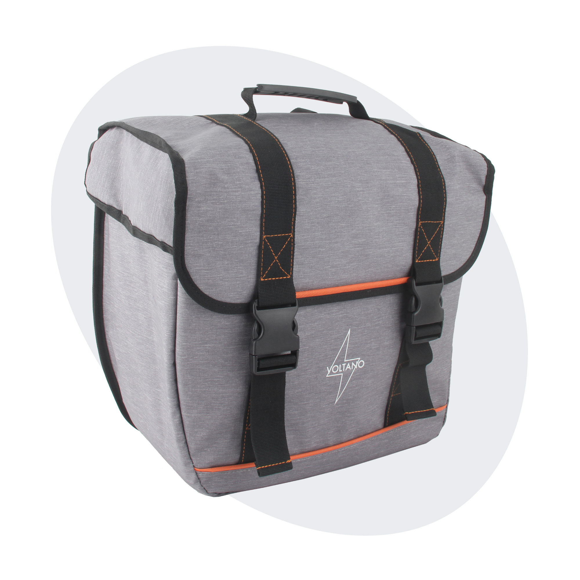 Voltano Enkele Fietstas Afgeschuind Links - Grijs - 22 Liter