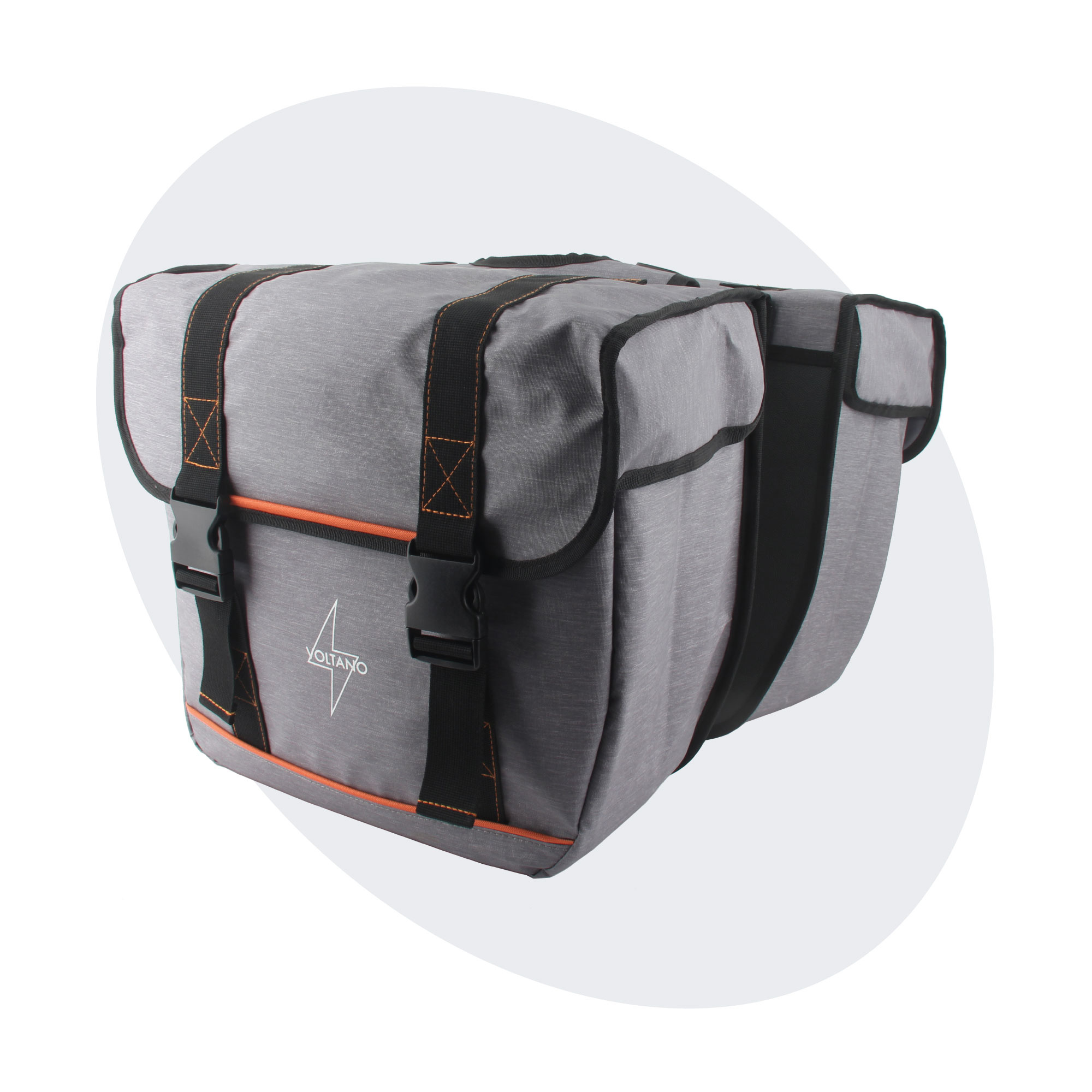 Voltano Voltano Dubbele Fietstas Premium Afgeschuind - Grijs - 44 Liter