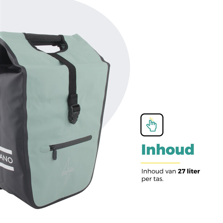 Voltano E-bike Shopper Fietstas - Mintgroen / Zwart - 27 Liter