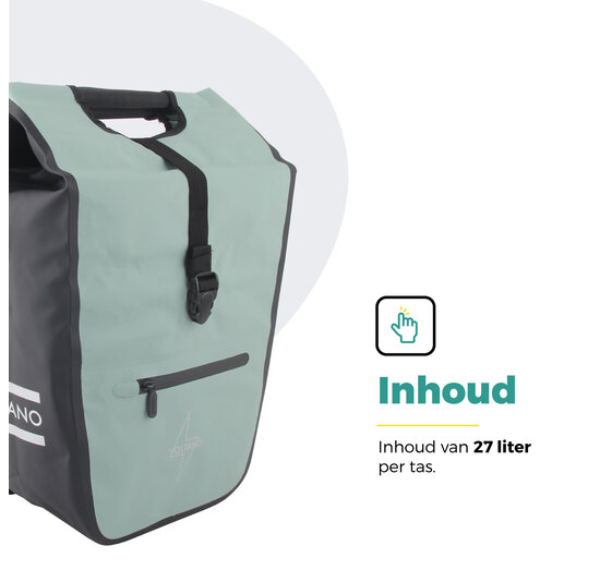 Voltano E-bike Shopper Fietstas - Mintgroen / Zwart - 27 Liter