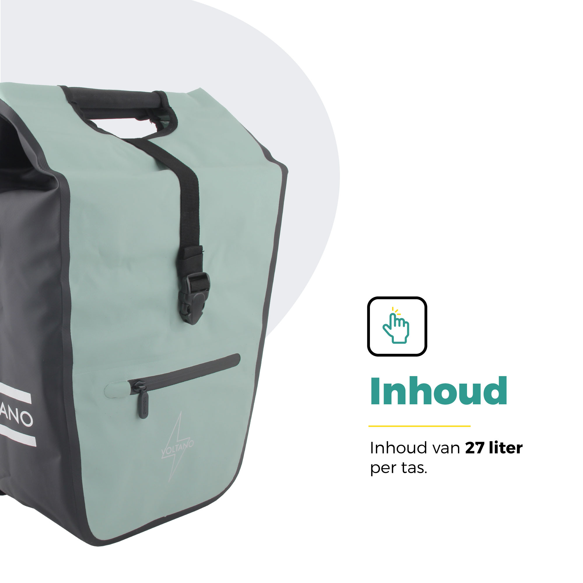 Voltano E-bike Shopper Fietstas - Mintgroen / Zwart - 27 Liter