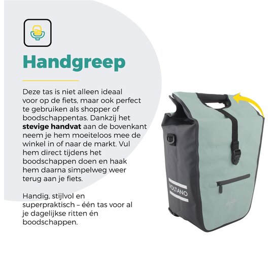Voltano E-bike Shopper Fietstas - Mintgroen / Zwart - 27 Liter