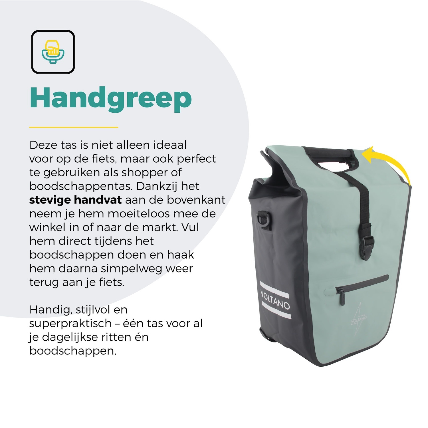 Voltano E-bike Shopper Fietstas - Mintgroen / Zwart - 27 Liter