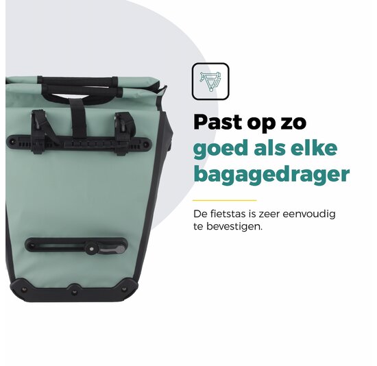 Voltano E-bike Shopper Fietstas - Mintgroen / Zwart - 27 Liter