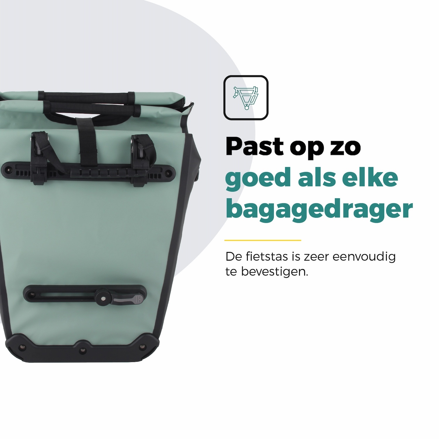 Voltano E-bike Shopper Fietstas - Mintgroen / Zwart - 27 Liter