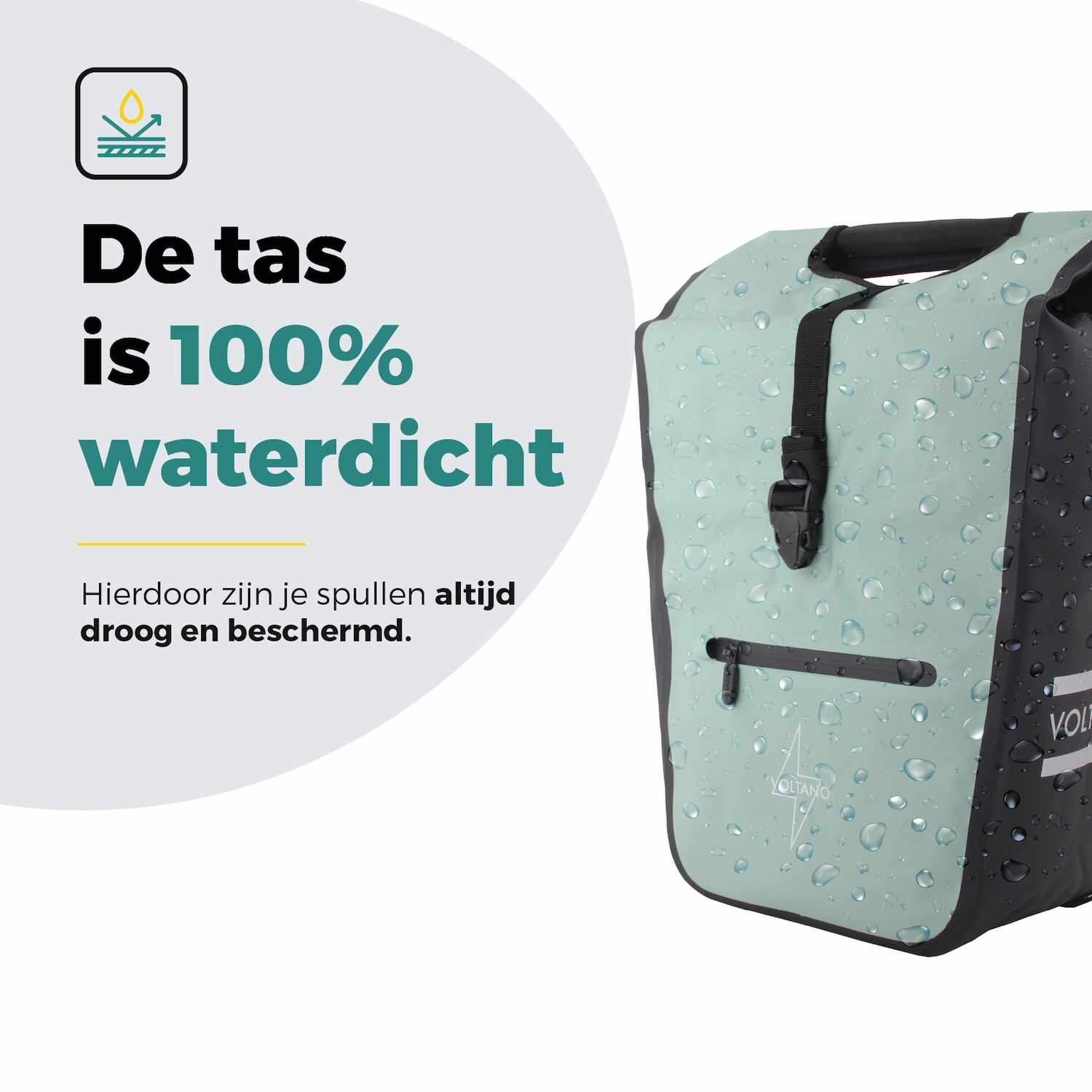 Voltano E-bike Shopper Fietstas - Mintgroen / Zwart - 27 Liter
