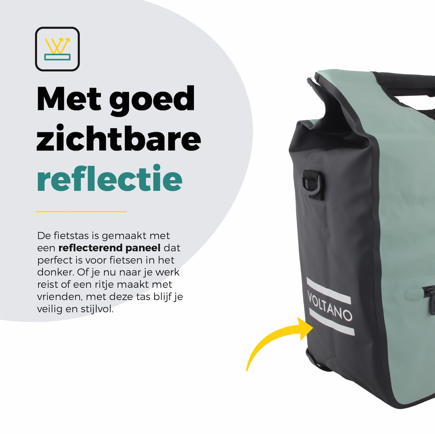 Voltano E-bike Shopper Fietstas - Mintgroen / Zwart - 27 Liter
