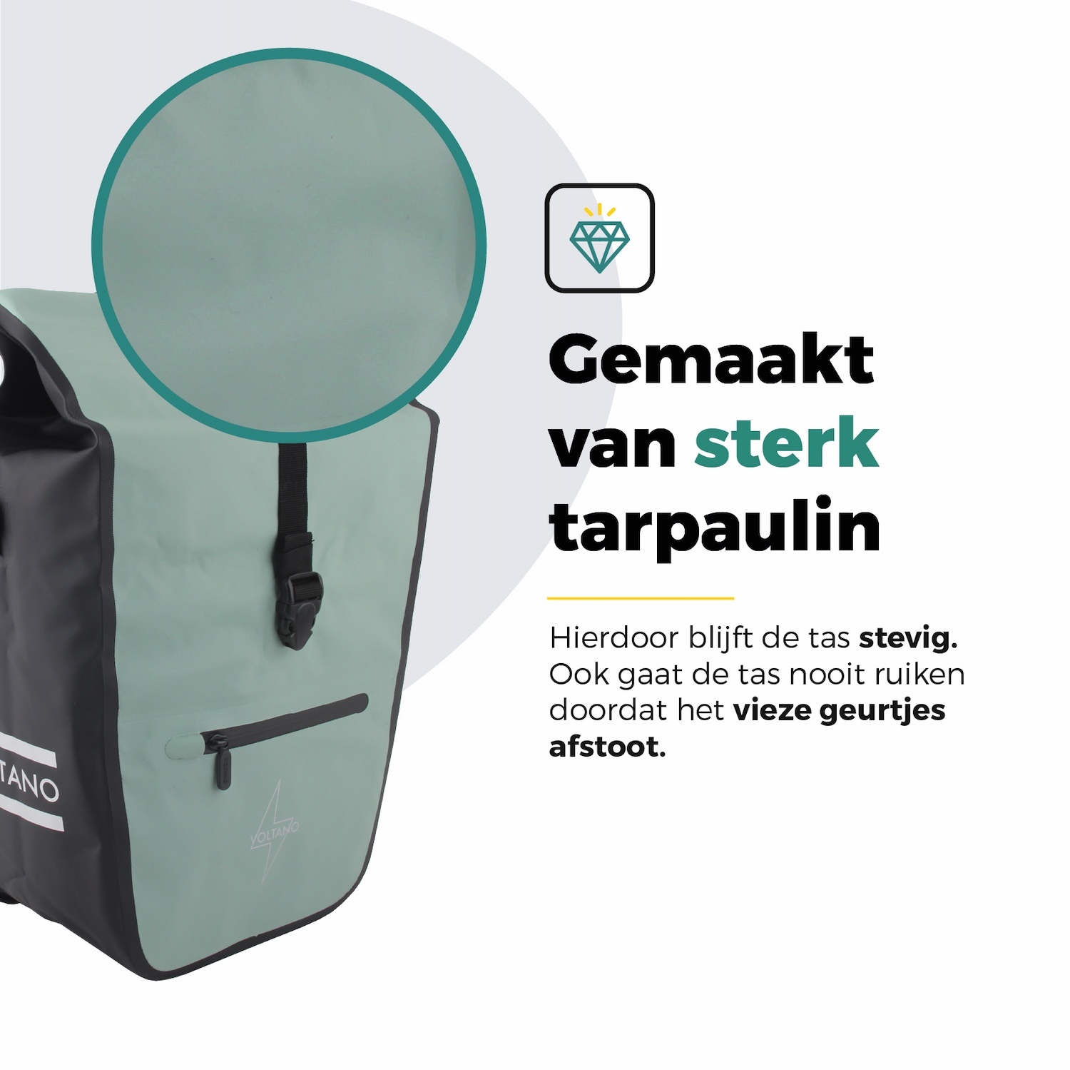 Voltano E-bike Shopper Fietstas - Mintgroen / Zwart - 27 Liter