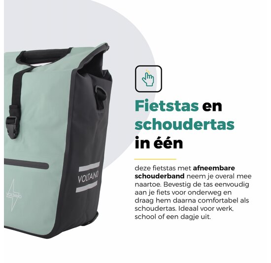 Voltano E-bike Shopper Fietstas - Mintgroen / Zwart - 27 Liter