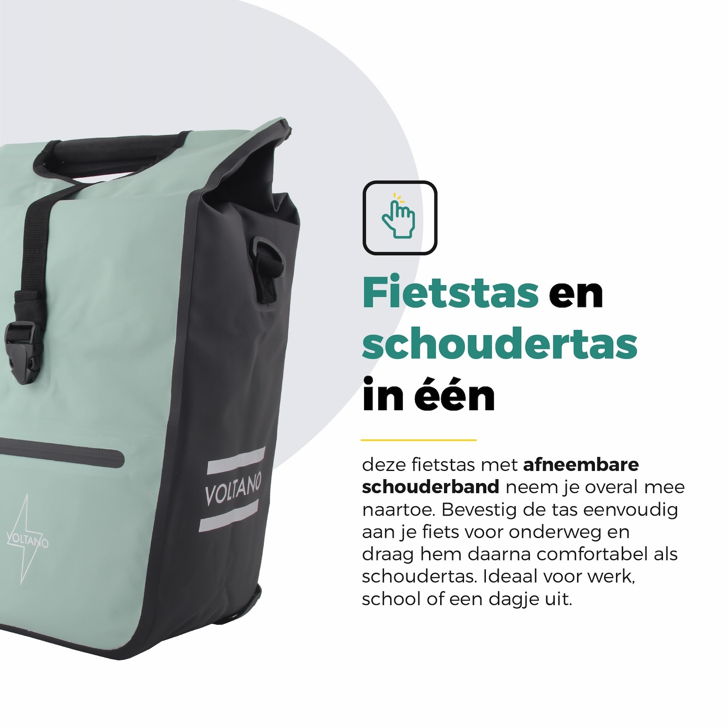 Voltano E-bike Shopper Fietstas - Mintgroen / Zwart - 27 Liter