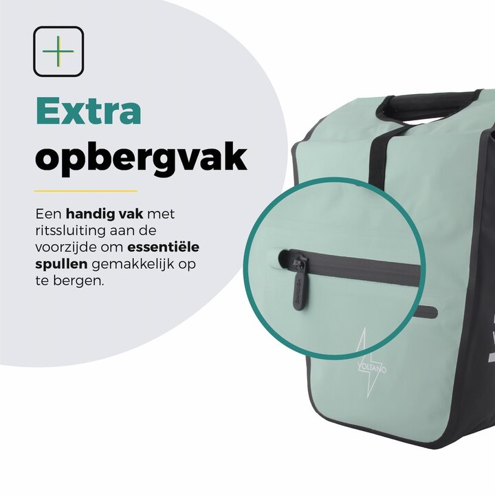 Voltano E-bike Shopper Fietstas - Mintgroen / Zwart - 27 Liter