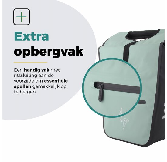 Voltano E-bike Shopper Fietstas - Mintgroen / Zwart - 27 Liter