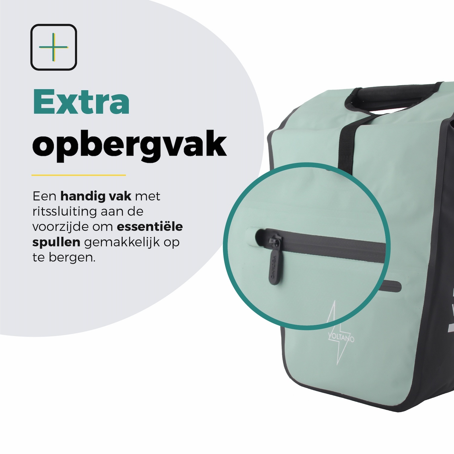 Voltano E-bike Shopper Fietstas - Mintgroen / Zwart - 27 Liter