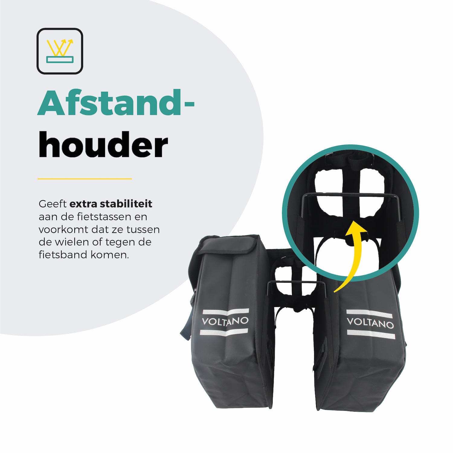 Voltano Afstandhouder Voor Dubbele Fietstas - Tas Niet Meer In Spaken - Zwart