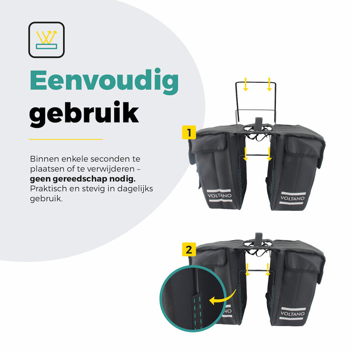 Voltano Afstandhouder Voor Dubbele Fietstas - Tas Niet Meer In Spaken - Zwart