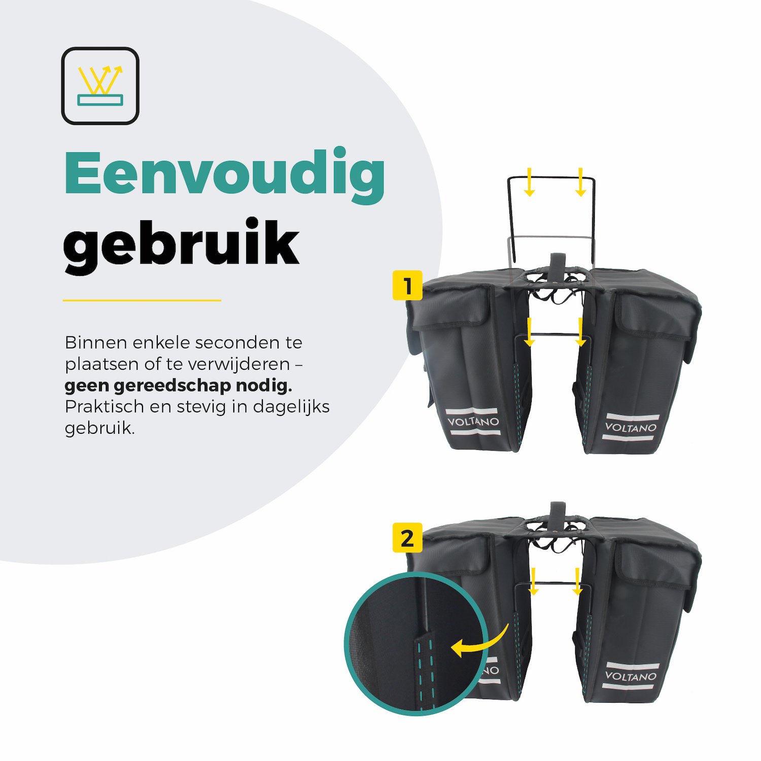 Voltano Afstandhouder Voor Dubbele Fietstas - Tas Niet Meer In Spaken - Zwart