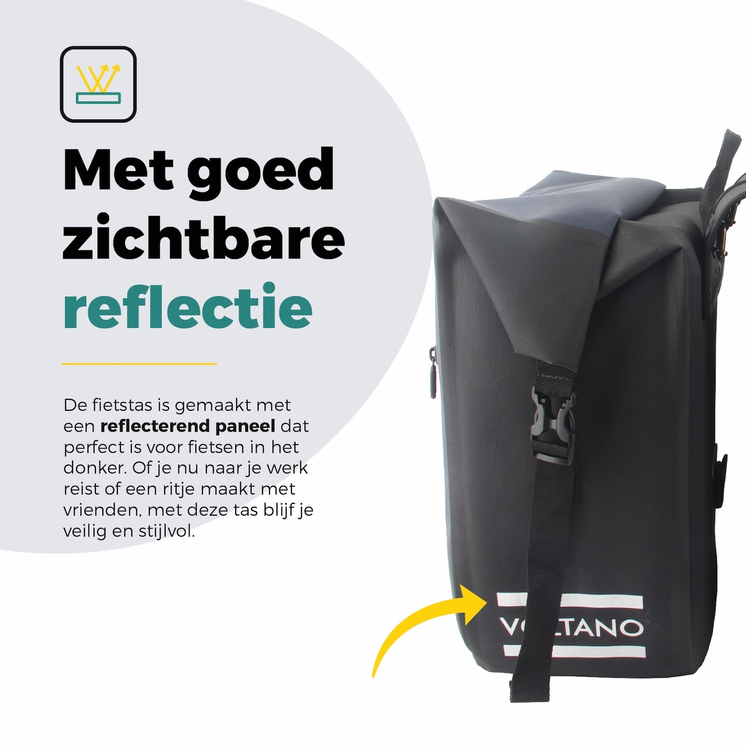 Voltano Dubbele Fietstas Rolltop Luxe E-bike - Zwart / Donkerblauw - 48 Liter - 100% Waterdicht