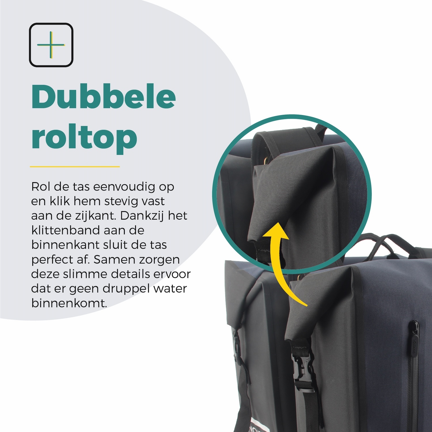 Voltano Dubbele Fietstas Rolltop Luxe E-bike - Zwart / Donkerblauw - 48 Liter - 100% Waterdicht