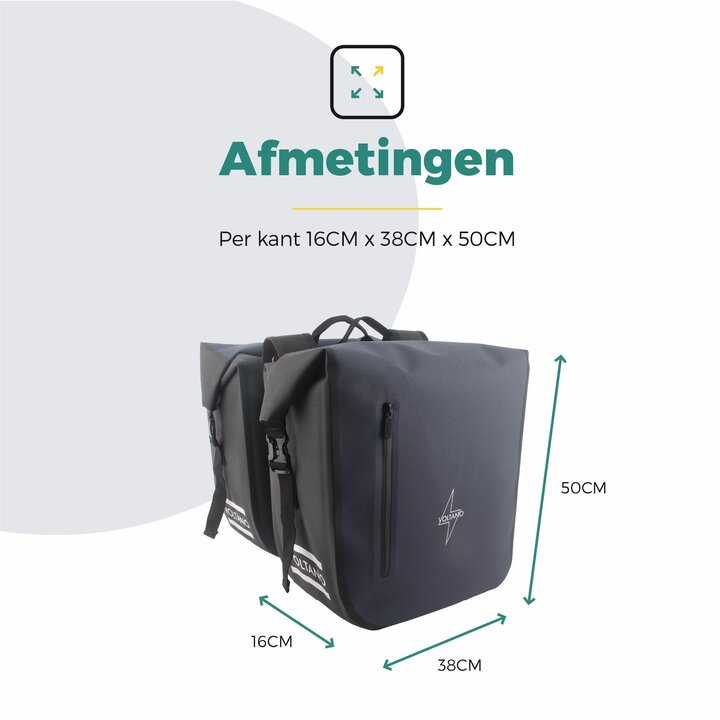 Voltano Dubbele Fietstas Rolltop Luxe E-bike - Zwart / Donkerblauw - 48 Liter - 100% Waterdicht