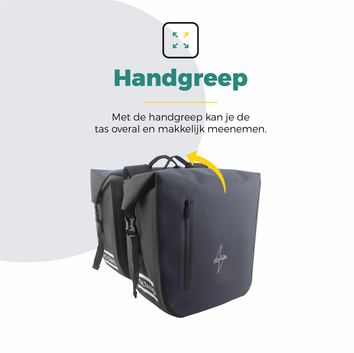 Voltano Dubbele Fietstas Rolltop Luxe E-bike - Zwart / Donkerblauw - 48 Liter - 100% Waterdicht