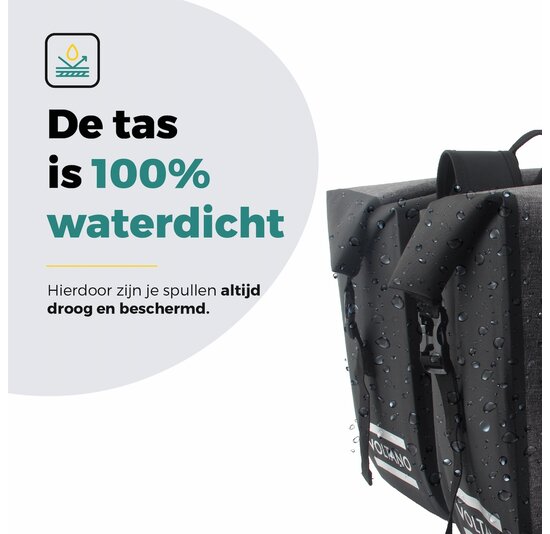 Voltano Dubbele Fietstas Rolltop Luxe E-bike - Zwart / Grijs - 48 Liter - 100% Waterdicht