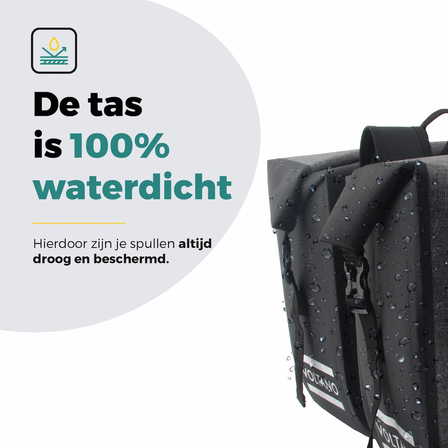 Voltano Dubbele Fietstas Rolltop Luxe E-bike - Zwart / Grijs - 48 Liter - 100% Waterdicht