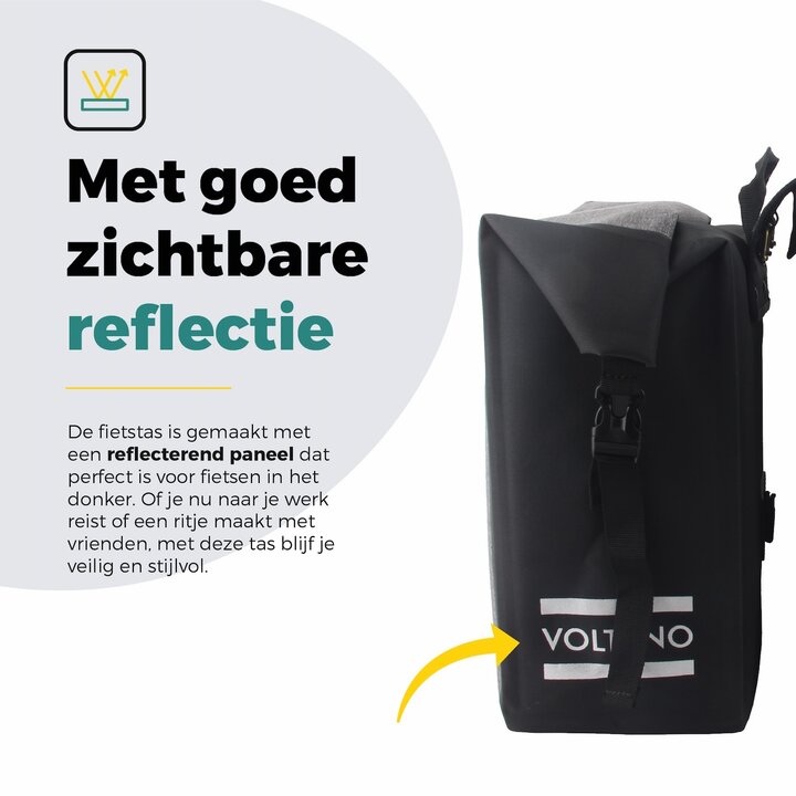 Voltano Dubbele Fietstas Rolltop Luxe E-bike - Zwart / Grijs - 48 Liter - 100% Waterdicht