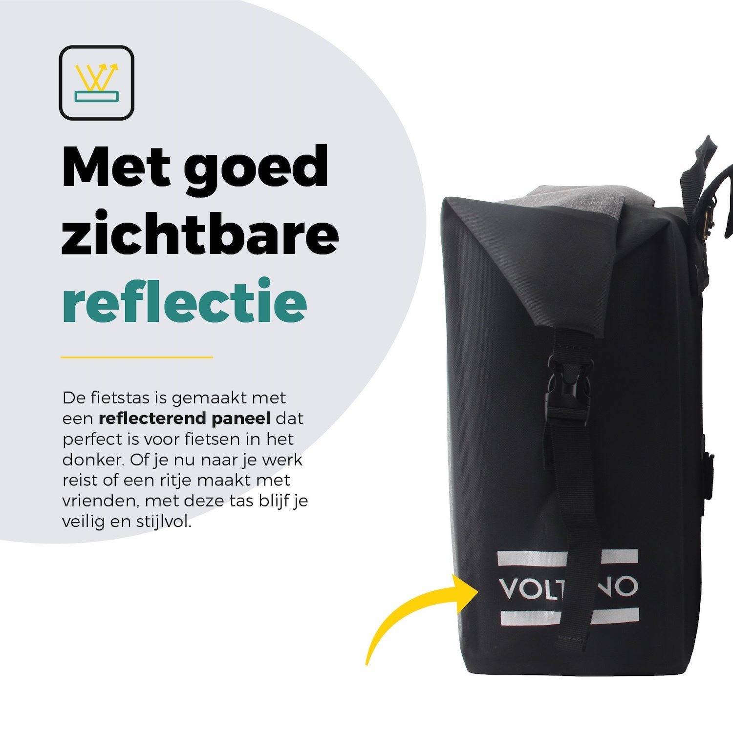 Voltano Dubbele Fietstas Rolltop Luxe E-bike - Zwart / Grijs - 48 Liter - 100% Waterdicht