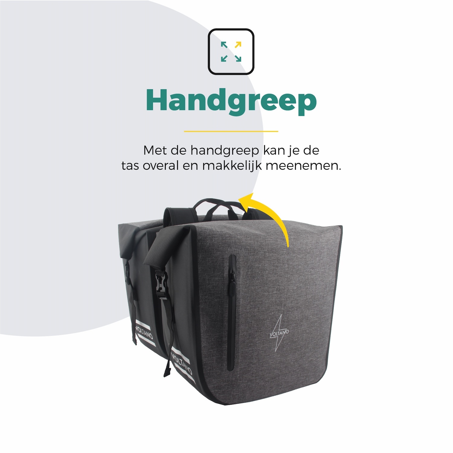 Voltano Dubbele Fietstas Rolltop Luxe E-bike - Zwart / Grijs - 48 Liter - 100% Waterdicht