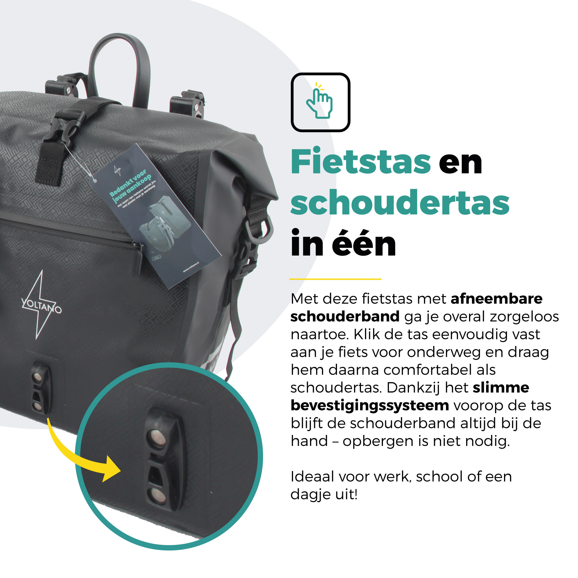 Voltano Enkele Fietstas Set E-bike - Zwart - 46 Liter