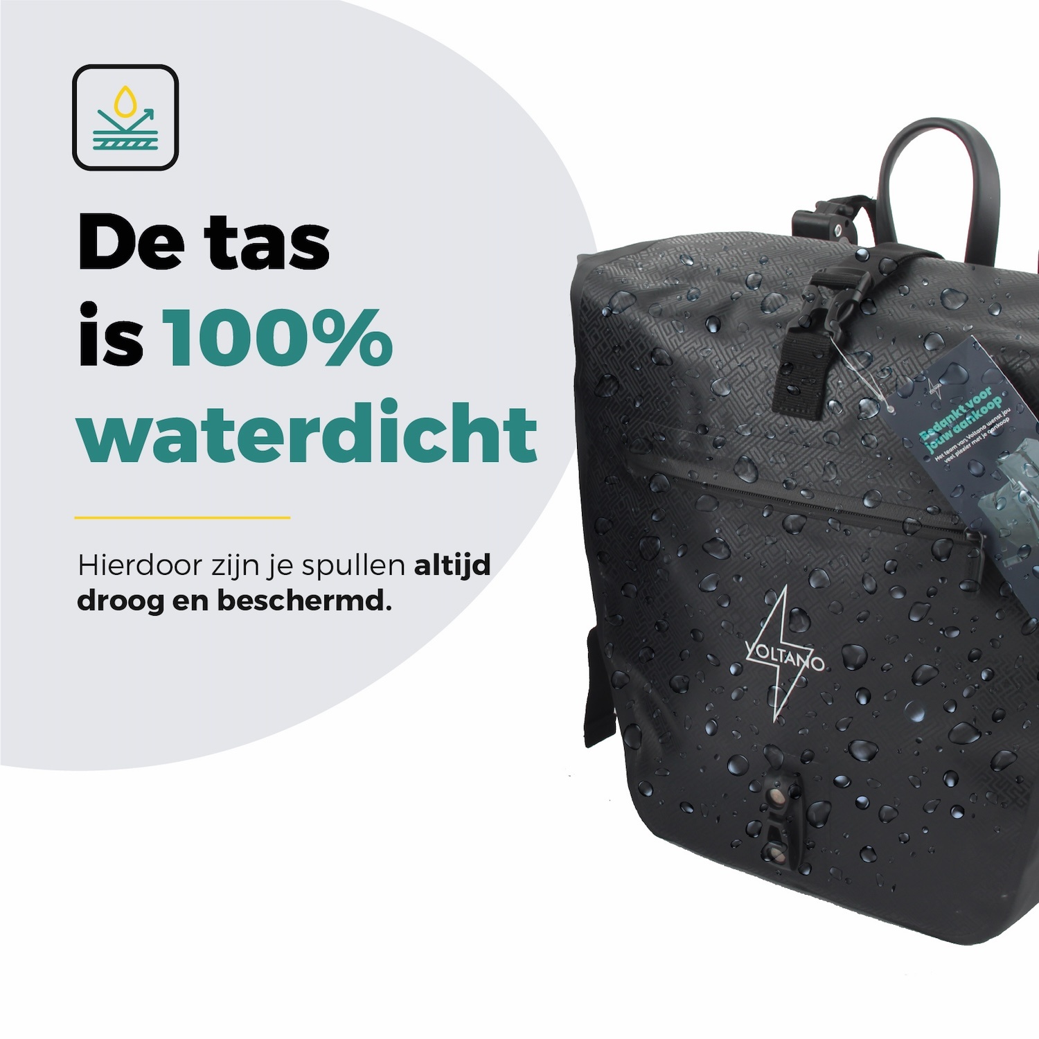 Voltano Enkele Fietstas Set E-bike - Zwart - 46 Liter