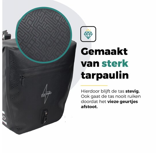 Voltano Enkele Fietstas Set E-bike - Zwart - 46 Liter