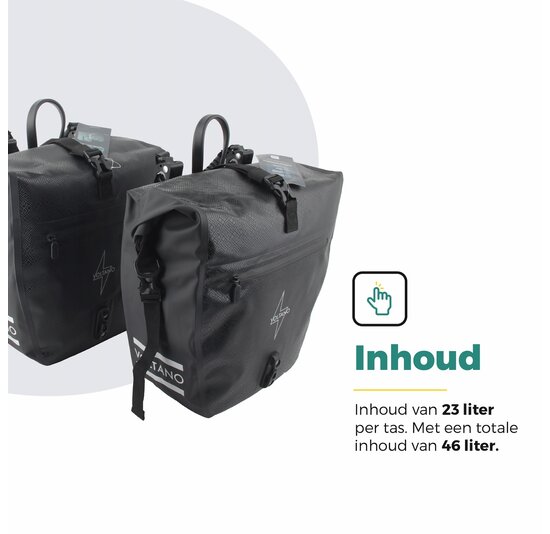 Voltano Enkele Fietstas Set E-bike - Zwart - 46 Liter