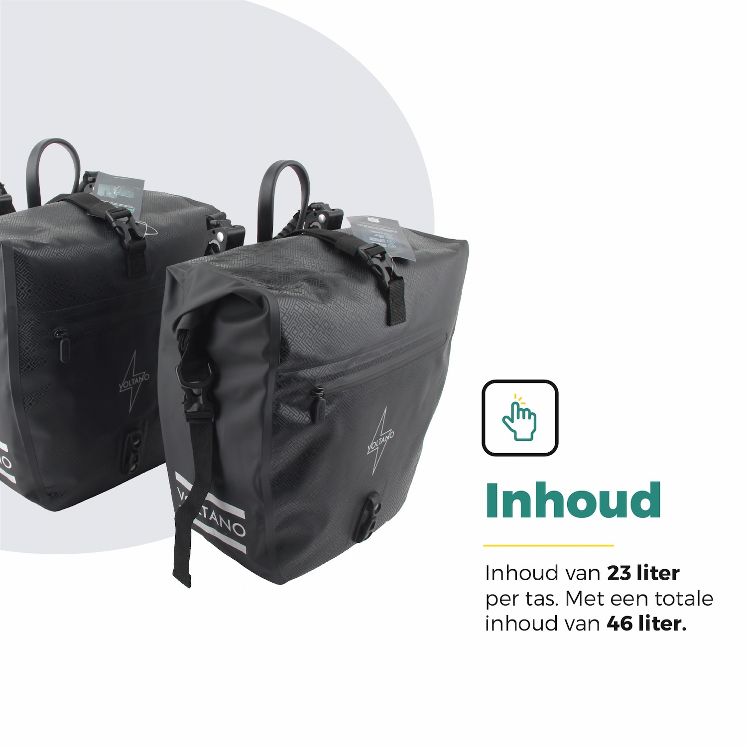 Voltano Enkele Fietstas Set E-bike - Zwart - 46 Liter