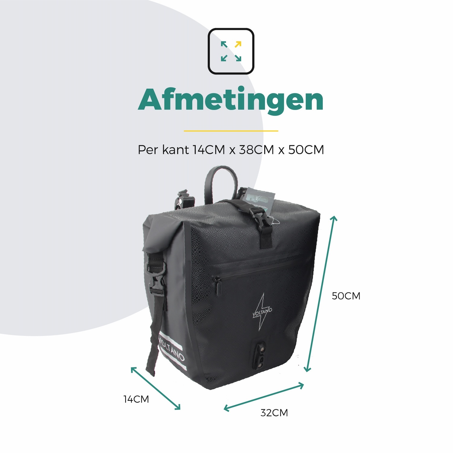 Voltano Enkele Fietstas Set E-bike - Zwart - 46 Liter