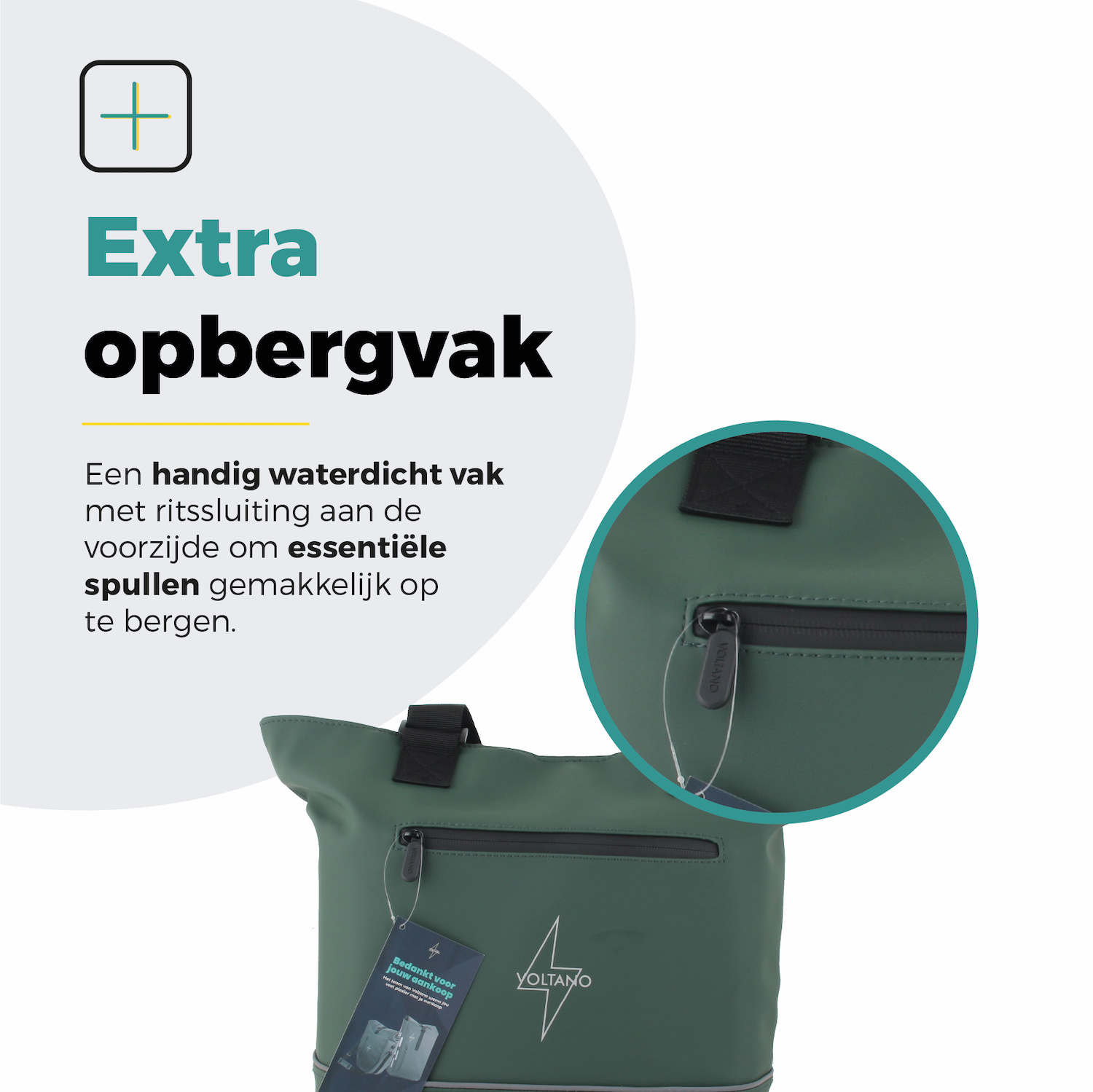 Voltano E-bike City Shopper - Olijf Groen - 22 Liter