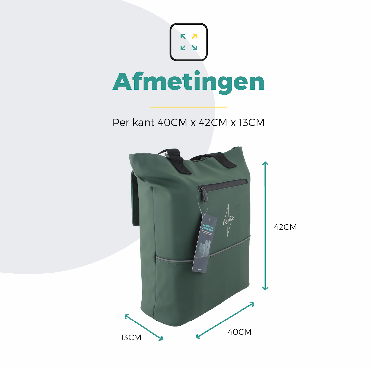 Voltano E-bike City Shopper - Olijf Groen - 22 Liter