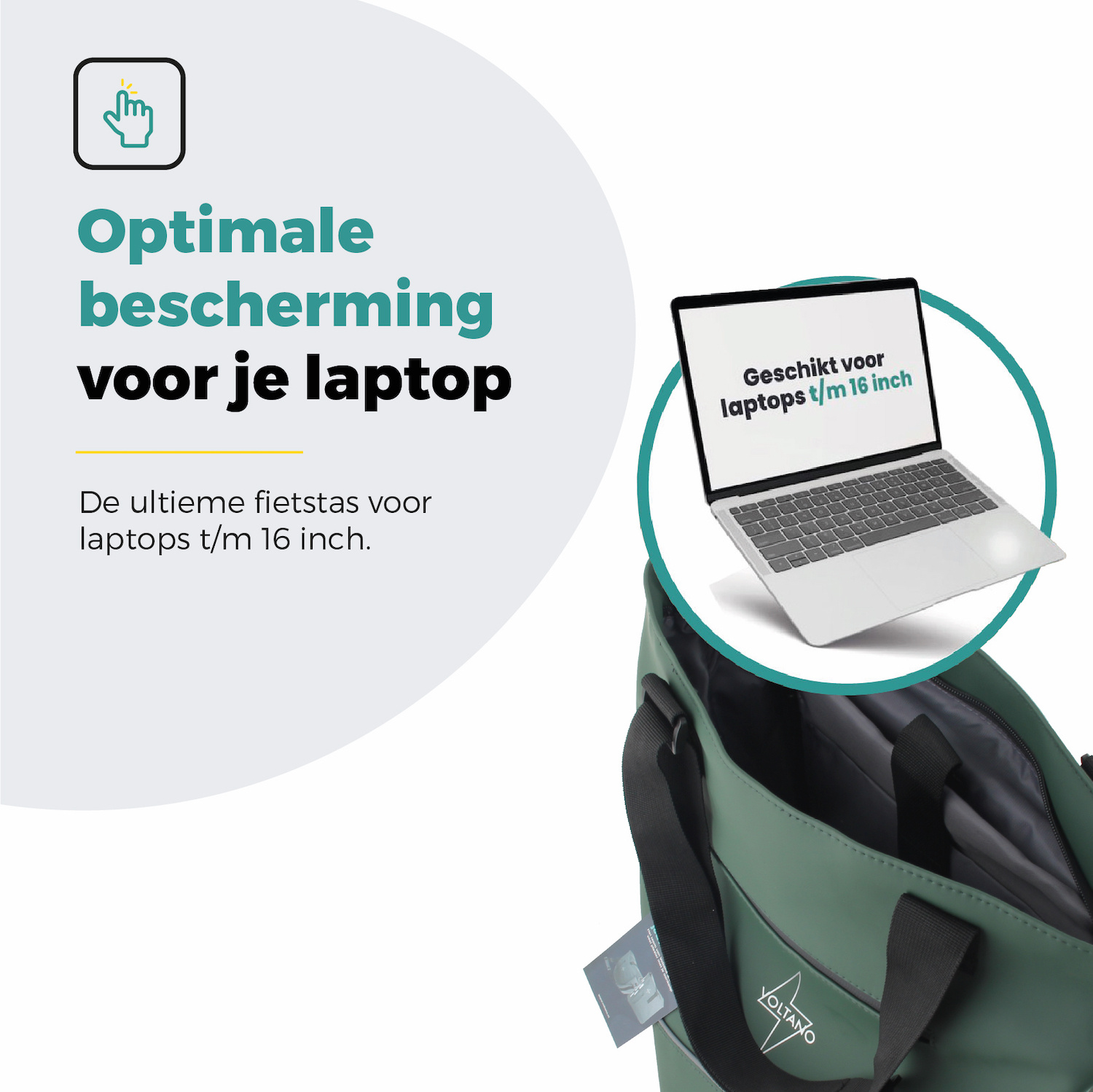 Voltano E-bike City Shopper - Olijf Groen - 22 Liter