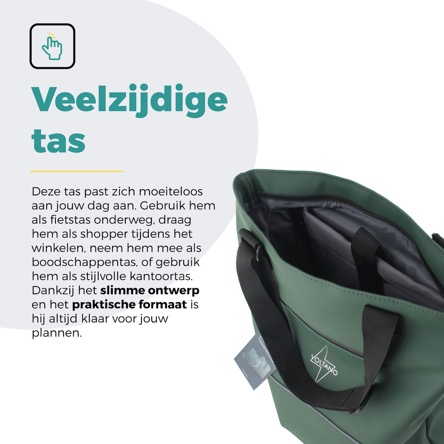 Voltano E-bike City Shopper - Olijf Groen - 22 Liter